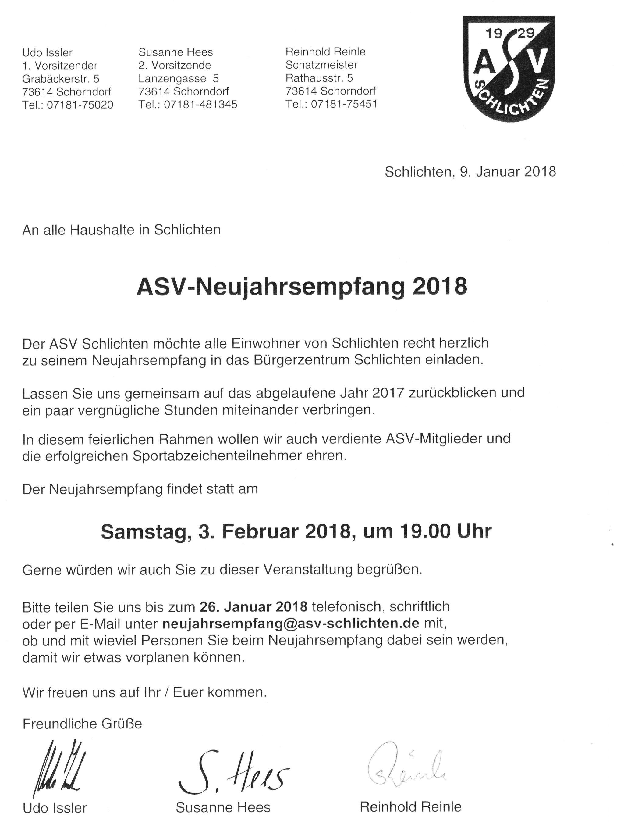 ASV-Neujahrsempfang 2018